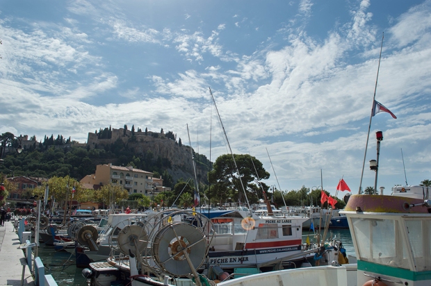 Cassis castle seen from the port