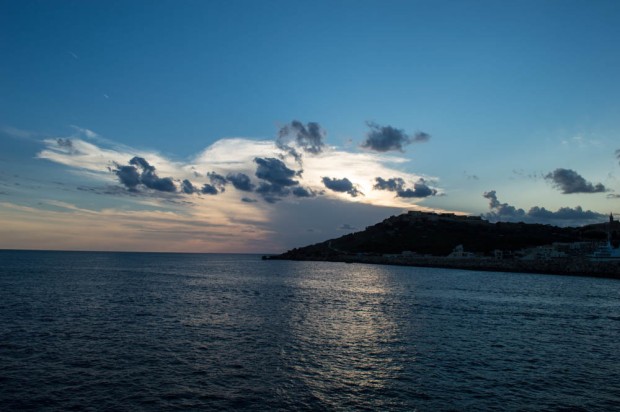 Sunset begins leaving Gozo